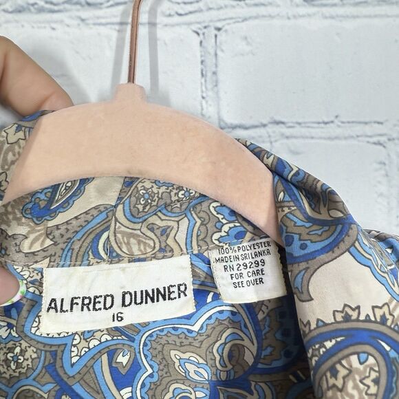 Vintage 80’s Blouse Women Size 16 Fair Isle Long Sleeve Tie Neck Retro Boho Top - Picture 6 of 12